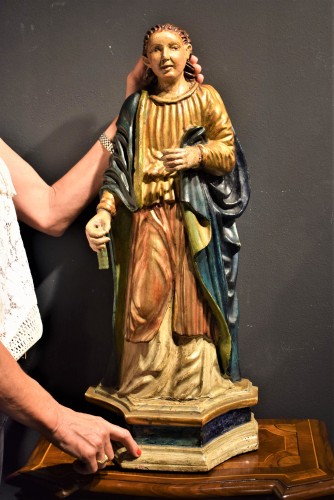 Antiquités - Saint martyr en bois peint et doré, France XVIIe siècle